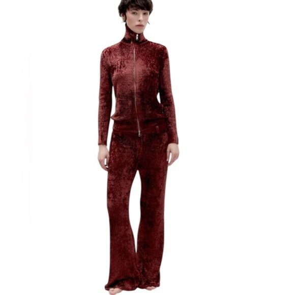 NWT Aya Muse Cyro Top Jacket Full Zip Chenille Fabric in Rust Size M - Picture 15 of 15